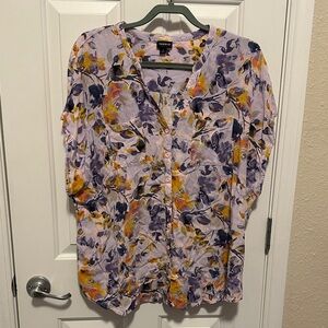 Torrid Women's Floral Blouse - Purple and Yellow